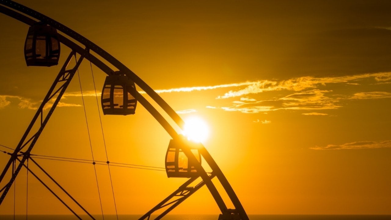 sunset image of the pcb wheel