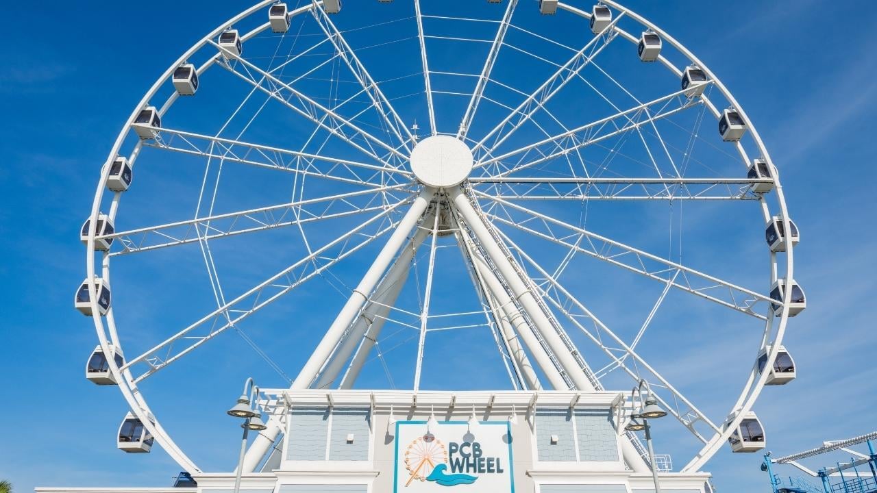 the exterior of the wheel and ticket lobby
