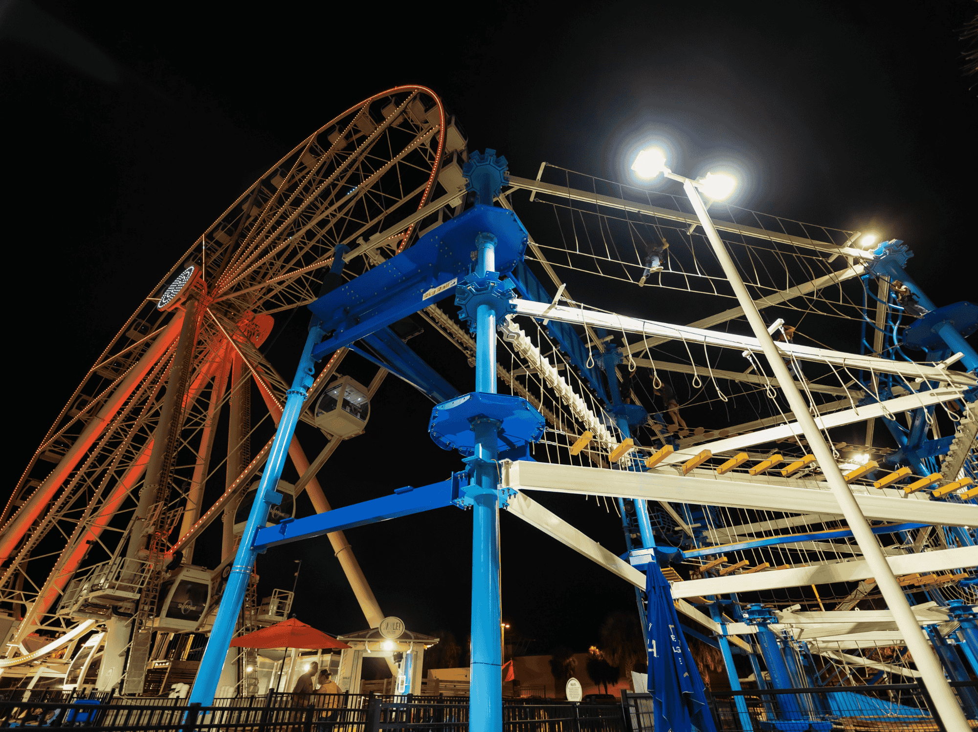 PCB Wheel Ropes Course at night